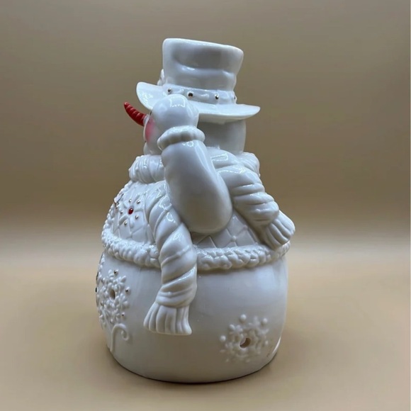 Living Home Christmas Porcelain Snowman Tealight Holder - Picture 4 of 12